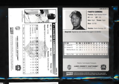Lot (2) Fausto Carmona 2003 Choice #3 #2 Lake County Captains
