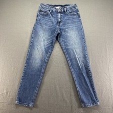 KanCan Jeans Womens 9/28 Blue Straight High Rise Stretch Cowgirl Flat Front