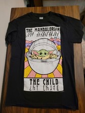 Star Wars Mandalorian Grogu Baby Yoda "The Child" T-Shirt Adult Size Small Black