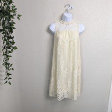 Altar'd State Women's Ivory Cream Lace Shift Dress Mock Neck Sleeveless Boho M