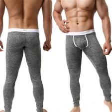 Men Stretch Trousers Soft Long Johns Thermal Leggings Pants Warm Pouch Underwear