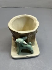 Vintage Morton Pottery Style Tree Stump/Deer Planter