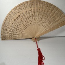 Vintage Chinese Asian Cut Bamboo Wood Folding Hand Fan 8"