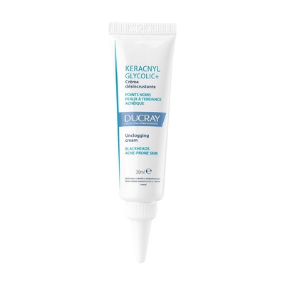 Ducray Keracnyl Glycolic+ Unclogging Cream 30ml Unclogging cream against black h