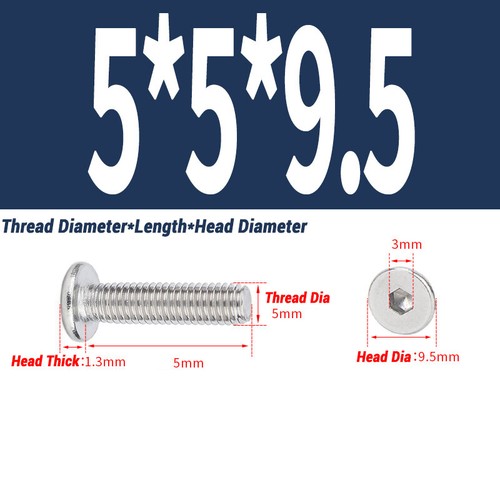 5/10pc M2-M12 A2 Allen Hex Hexagon Socket Ultra Thin Flat Wafer Head Screw Bolt - Picture 63 of 151