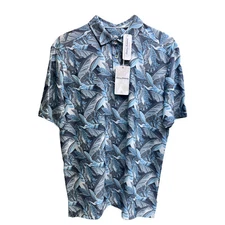 Tommy Bahama IslandZone Short Sleeve Jungle Bay Polo Blue Caspian Sea $115