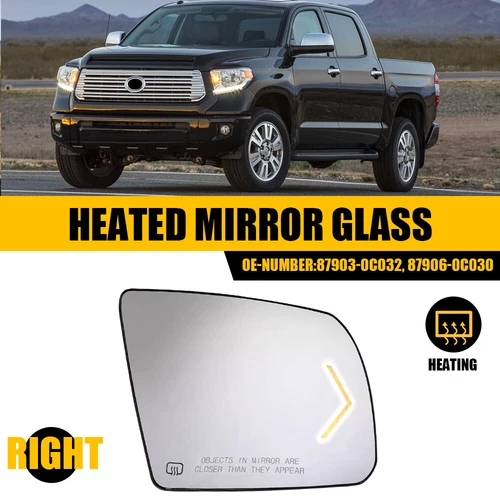Passenger Side Heated Mirror Glass W/ Turn Signal For Toyota Tundra 2007-2017 US