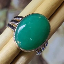 Green Chrysoprase Gemstone Ring 925 Sterling Silver Boho Ring Graduation Gift