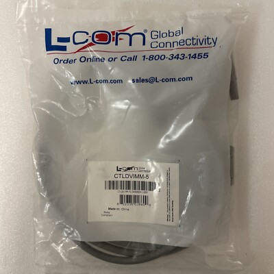 CTLDVIMM-5  L-COM Audio/Video Cable, 5Ft, Grey, Conn A & B Type  Male Dvi-D Plug