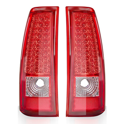 C-Tube LED Tail Lights For 2003-2006 Chevy Silverado Rear Brake Lamps RED Pair