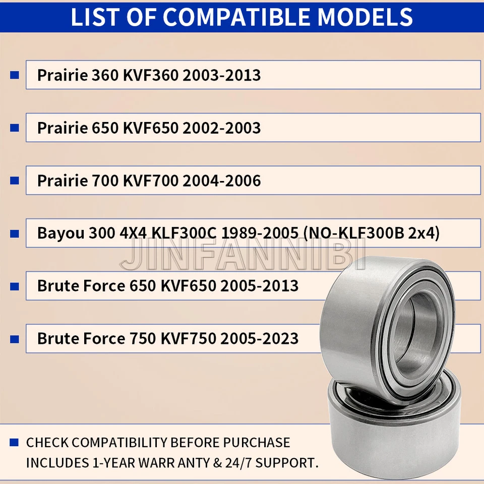 Kit de cojinete de rueda delantera para Kawasaki Brute Force 650 750 KVF650 KVF750 2005-2013 Foto 2 de 4