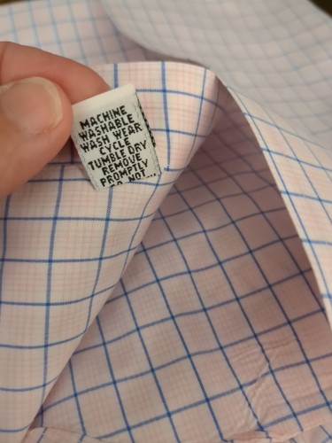 The Andover Shop Mens 15.5 - 33 (Large) Button Long Slve Cotton Blue & Pink - Picture 10 of 11