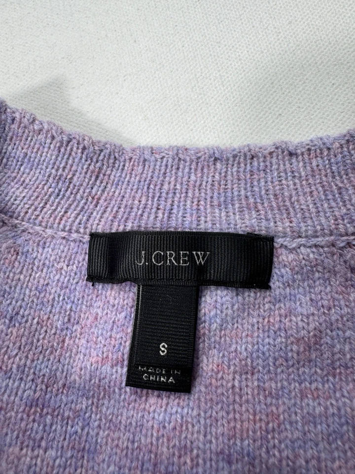 Suéter J Crew Para Mujer Pequeño Lavanda Tejido con Cable 100% Lana Ligero Clásico Foto 3 de 4