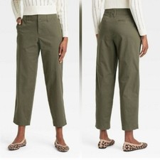 A New Day Women's High Rise Straight Leg Ankle Chino Pants Olive Green NEW