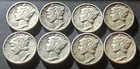 (8) 40's Mercury Dimes (90% Silver)--Below Melt Start