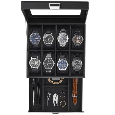 ProCase Watch Case, 8 Slot Mens Box Holder Organizer with 8-Slot, Black 