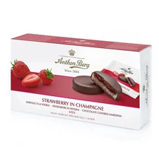 6x Anthon Berg Chocolate Covered Marzipan Dessert Strawberry in Champagne 220g