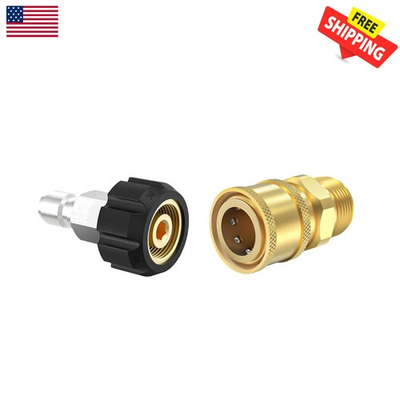 #ad 4 Piece Brass Pressure Washer Adapter Set M22 14mm to 3 8#x27;#x27; Quick Connect $14.99