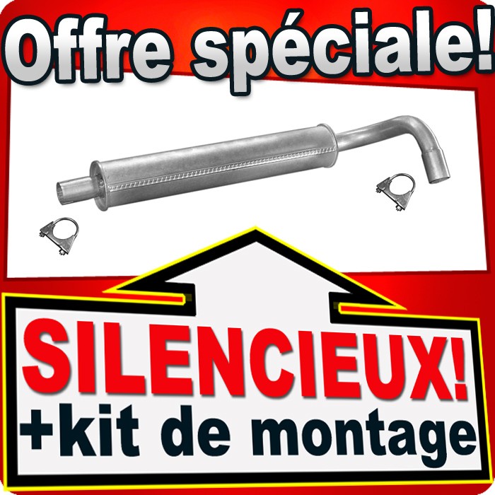 Silencieux intermédiaire pour VW LT 28-55 motorisation 2.4D et 2.0 en acier aluminisé