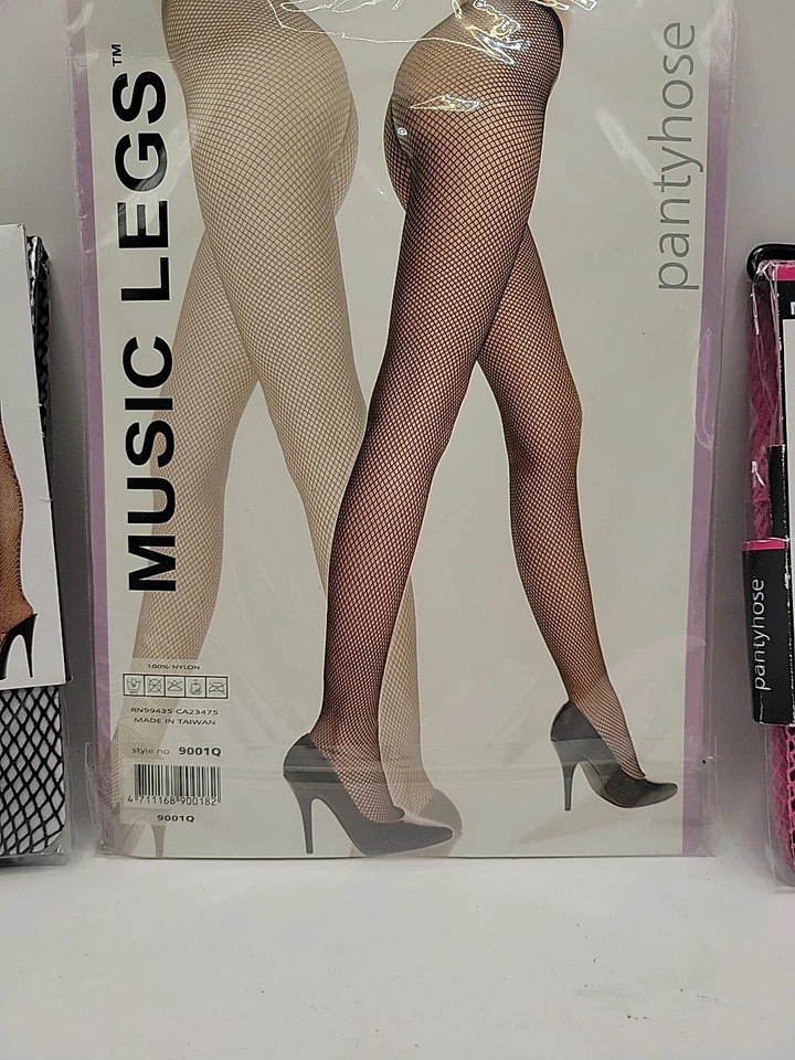 音乐腿 5 件装透明无缝鱼网连裤袜全新多色加大码 — 第 3/4 张图片