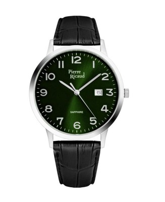 PIERRE RICAUD Men Quartz Casual Watch Classic Dress Green Dial Waterproof 40mm