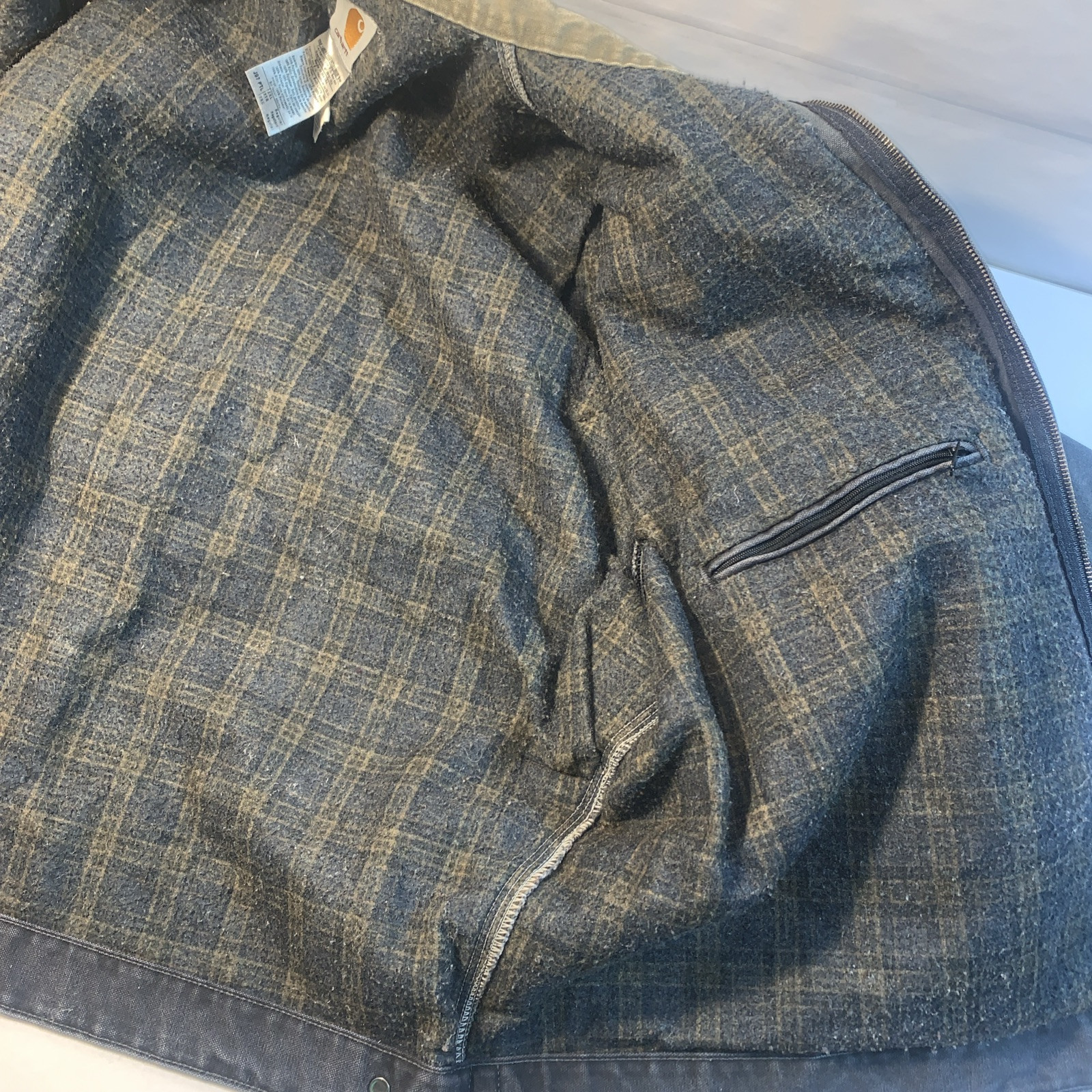 Vintage USA Carhartt Detroit Jacket J97 Petrol Size 2XL Faded Blanket Trucker thumbnail 16