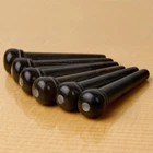Waverly Ebony Guitar Bridge Pins with Pearl Dot Inlay, Unslotted, Set of 6