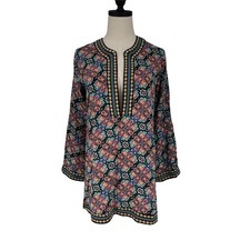 NWT Nanette Lepore Women's XS Floral Embroidered Tunic Swim Cover Up Dress