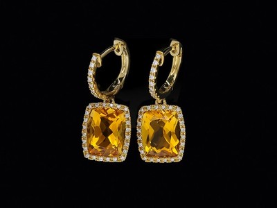 Ohrringe Brillanten Citrine 6,26 ct. 750 Gold Wert: 5.400 EUR Deta Top Preis