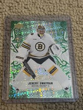 2024-25 UD Ice Base Emerald Green Parallel #74 Jeremy Swayman