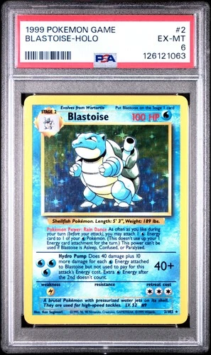 1999 POKEMON BASE SET UNLIMITED #2 BLASTOISE-HOLO PSA 6