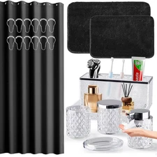 Bathroom Accessories Set - 20PCS Glass Bathroom Set with Shower Curtain and R...