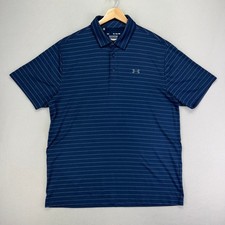 Under Armour The Playoff Polo Mens XL Dark Navy Striped Performance Golf Shirt