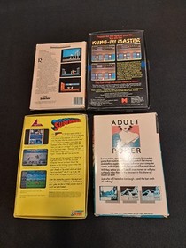 4 game com64 Floppy Disc lot. Karateka, Superman, Kung fu, Poker.  Untested.
