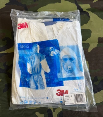 3M 4535 Schutzanzug Weiss Blau Einweg Overall Typ 5/6 Malerkombi Gr. L TOP!!! - Bild 1 von 2