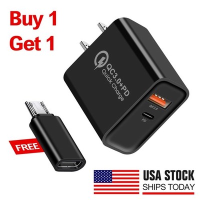 US Plug 20W USB Type C Fast Charger QC 3.0 PD Adapter For iPhone Samsung Google