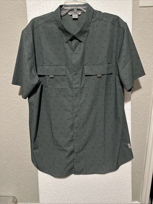Voyager Men's Short Sleeve Button Up Shirt, Green, Size XL Pockets