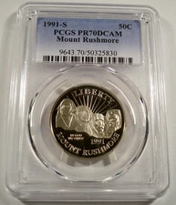 1991-S 50c PCGS PR70DCAM MOUNT RUSHMORE PROOF COMMEMORATIVE HALF DOLLAR PR 70 DC