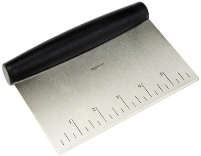 Amazon Basics Multi-Purpose Bench Scraper, Stainless Steel 6'', Black, Silver 