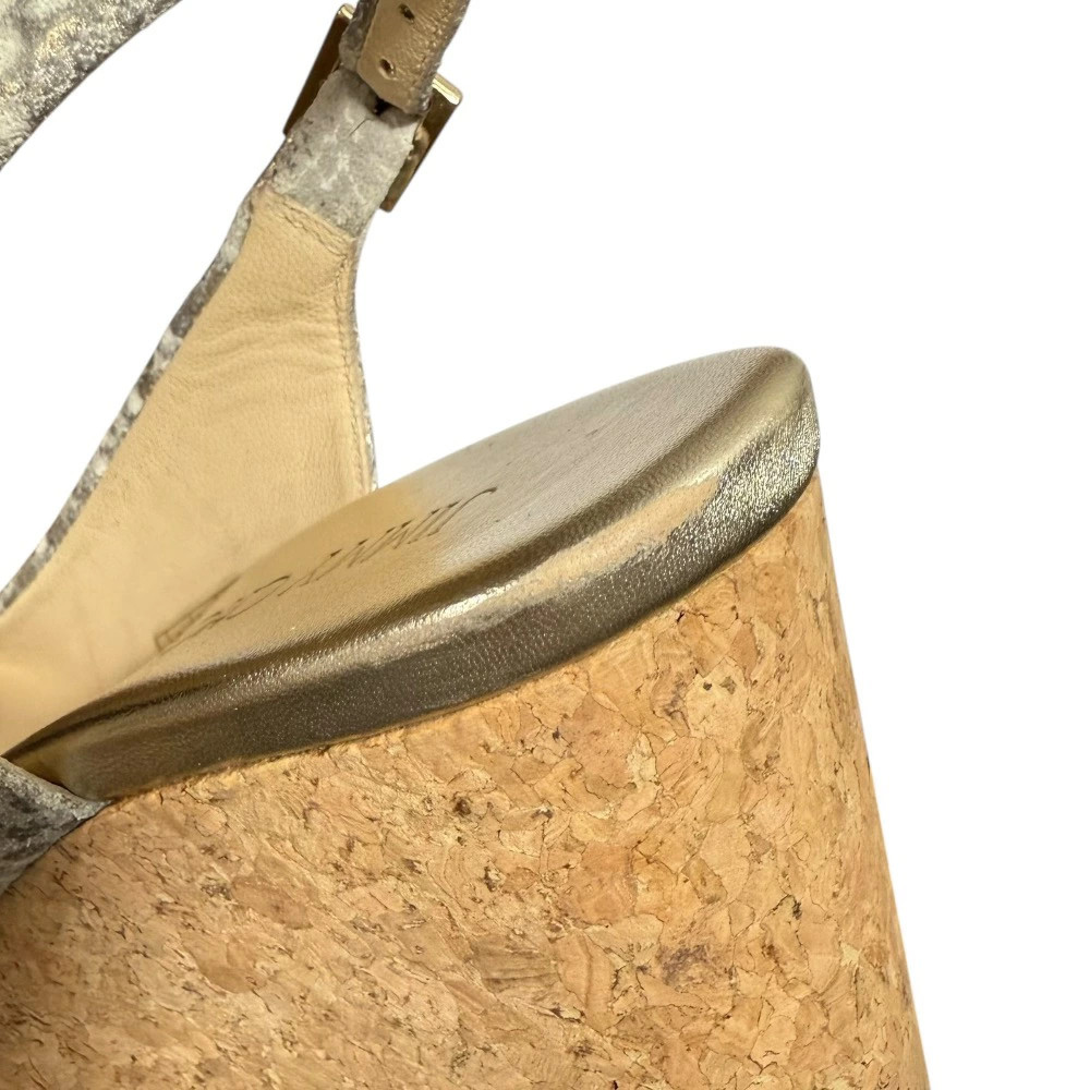 Jimmy Choo Python Pattern Wedge Sandals Gray 24cm… - image 10