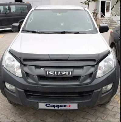 CAPPAFE Bug Guard Bonnet Trim Hood Bug Deflector Black For Isuzu D-Max 2013-2016