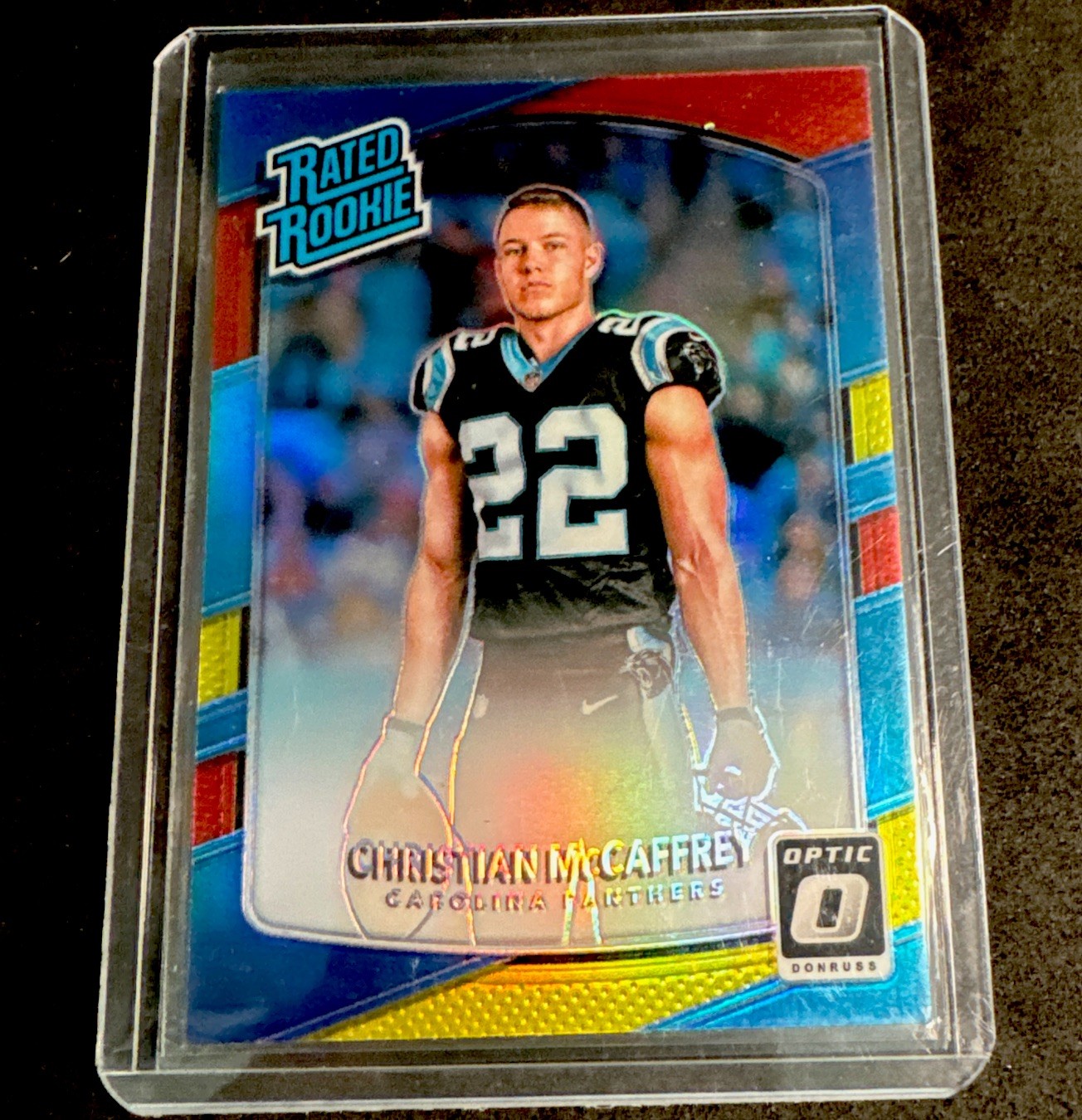 2017 Donruss Optic - Rookie Christian McCaffrey #168 Red & Yellow Prizm (RC)