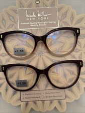 Nicole Miller Women's 2 Pack Cat eye Readers Demi brown , Brown 1.50
