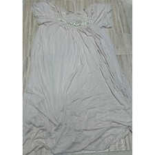 Miss Elaine Vintage Nightgown Light Pink Lace Trim Ribbon Bow Short Sleeve Maxi