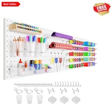 Utility Meets Style: 4 White Pegboards with 32 Hooks for Endless Organization