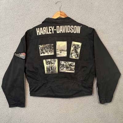 VINTAGE Harley Davidson Jamie Sadock Jacket Women's Medium Black Patchwork Biker