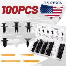 100Pcs Bumper Clips Fender TRIM Car Auto Push Pin Rivet Fastener Panel+4 Tools