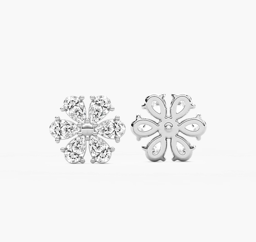 14K Gold Lab Grown Diamond 1.92 TCW Flower Earrings Birnenform Cluster Stud Gift - Bild 3 von 8