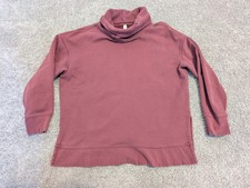 Athleta Sweatshirt Womens Medium Funnel Neck Fleece Pullover Maple Red Cozy