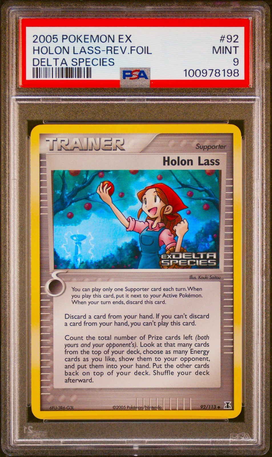 Holon Lass 92/113 Delta Species Reverse Holo Pokemon 2005 PSA 9